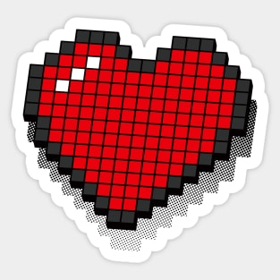 Retro Pixel Heart - Red 3D [Rx-Tp] Sticker